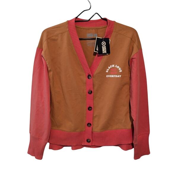 Black History Month Sweaters - "Black Love Everyday" Pink & Brown Women's Sweater Size XS